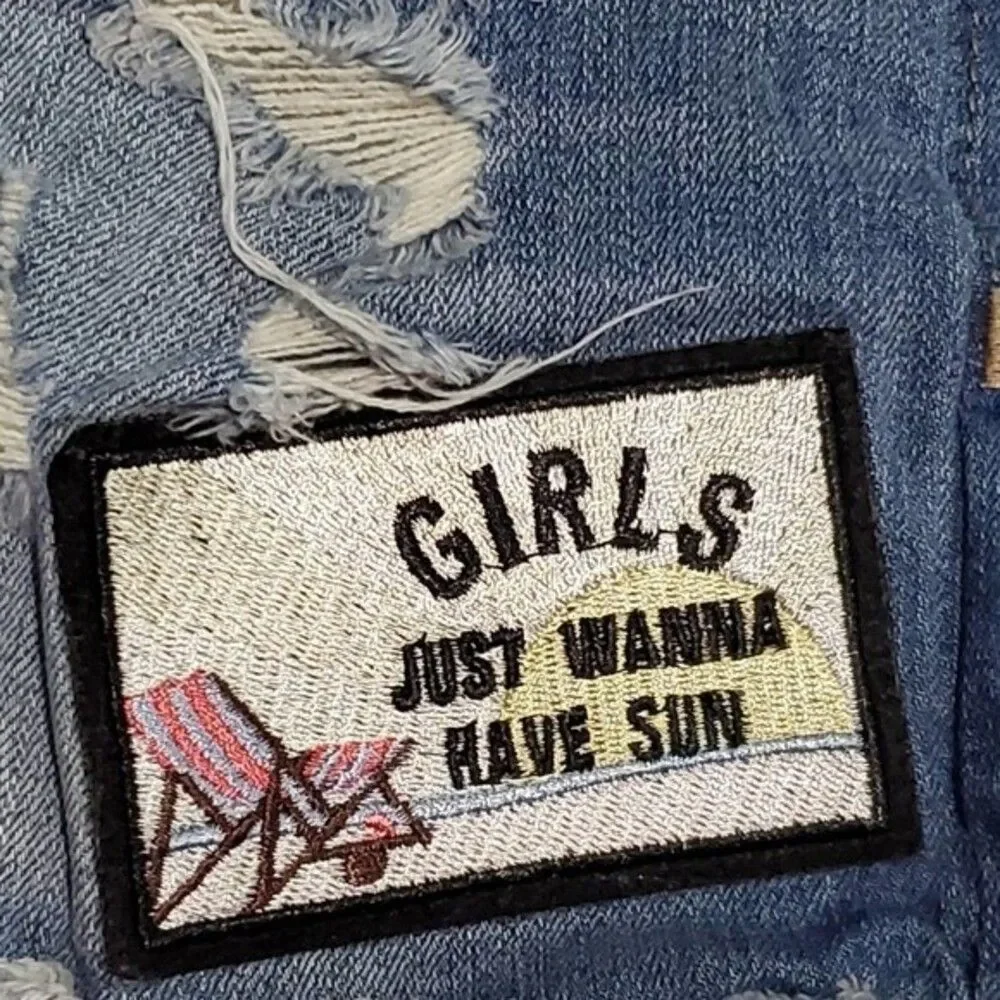Express Jean Shorts Distressed Patches Size 4